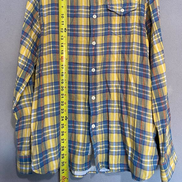 GRayers Plaid Button Down Shirt Men’s L Yellow Blue Check Style 139535 Cotton - Picture 2 of 8